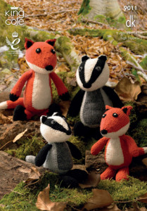 knitted toys - fox and badger west calder